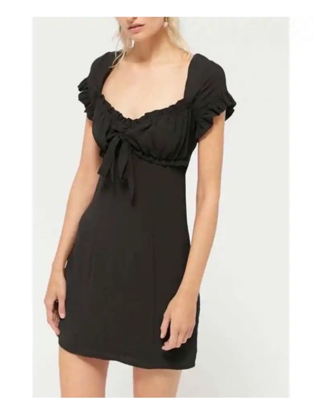 Tiger Mist Black Blossom Tie-Front Mini Dress